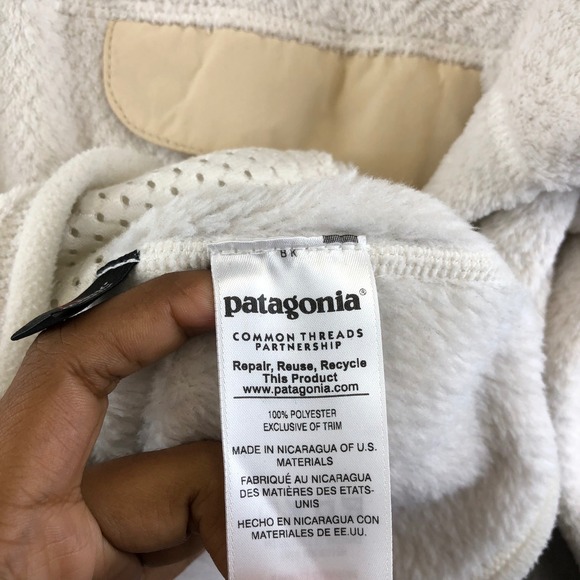 Patagonia‎ Womens Small Cream White Snap-T Fleece Pullover Jacket Outdoor - Picture 9 of 10